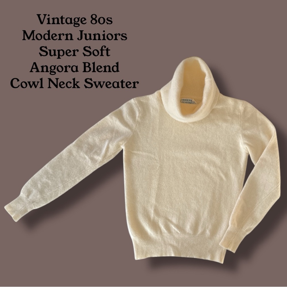 Modern Juniors Cream Angora Blend‎ Cowl Neck Sweater
